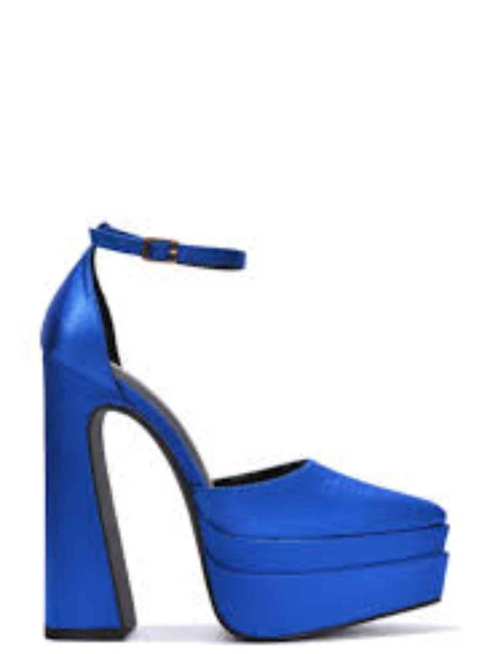 Cape Robbin "Snow White" Royal Blue Satin Double Platform Block Heels